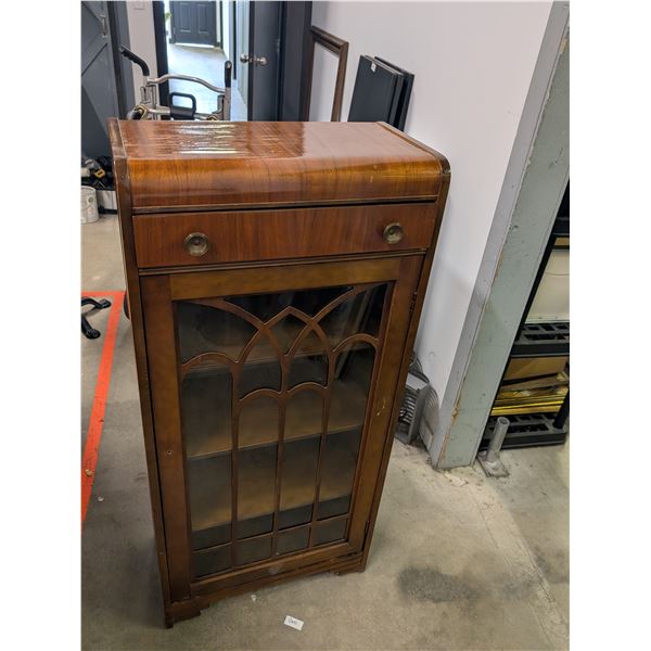 Art Deco Waterfall Style China Cabinet with Drawer