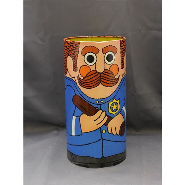 Vintage Cheinco Housewares J.Chein & Co Cartoon Police Officer Garbage Trash Tin Can