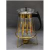 Image 1 : Pyrex 8 cup Vintage MCM Gold Star / Diamond Pattern Coffee Carafe Glass Pot  wCandle Warming Stand
