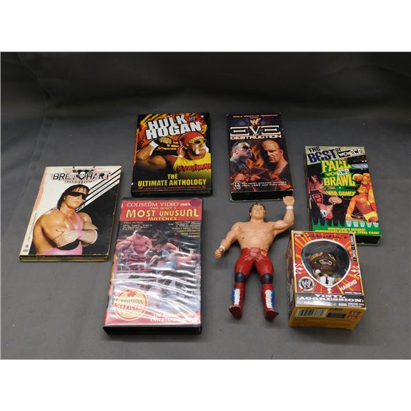 7pcs WWE WWF Wrestling LJN Rubber Figure, VHS and DVD Movies, Vinyl Toy