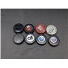 Image 1 : Lot of 8 Hockey Pucks Jets, Islanders, Leafs, Buffalo Sabres, KFC