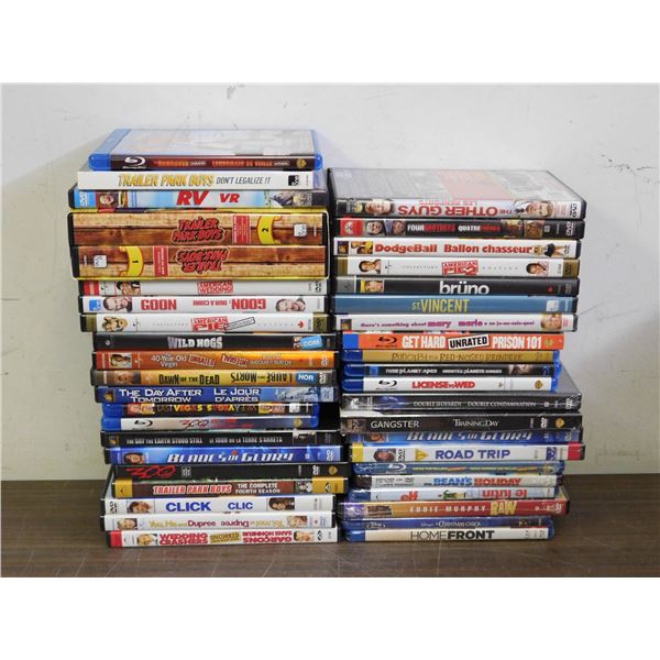 Lot of 41 DVDs Assorted, Blu-Ray, Comedy Romance Action Etc