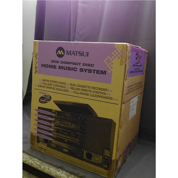 NOS Matsui 3DS Changer Home Music System AM FM Stereo Radio, Turntable, Equalizer, Etc