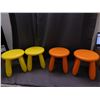 Image 1 : Lot of 4 IKEA Plastic Kids Playroom Stools Chairs Yellow and Orange