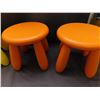 Image 2 : Lot of 4 IKEA Plastic Kids Playroom Stools Chairs Yellow and Orange