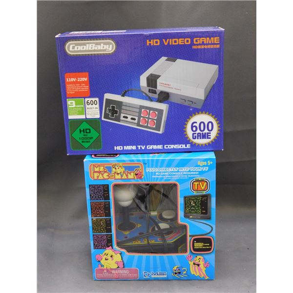 Lot of 2 CoolBaby HD Video Game NES Mini and Ms Pac-Man TV Plug In