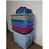 Image 1 : Lot 6 Bus Tub Rubbermaid Storage Tote Bins w Lids