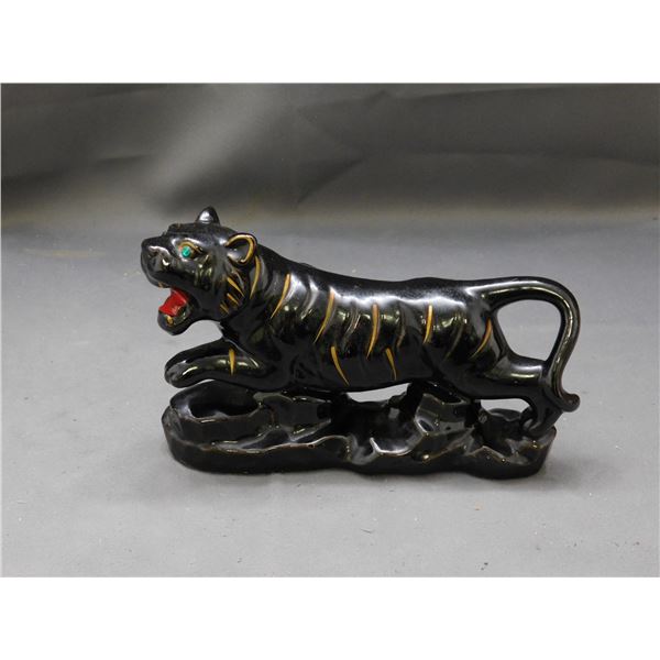 Black Ceramic Tiger Vintage MCM Decoration 8"