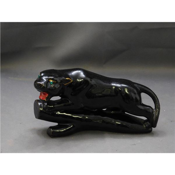 Vintage MCM Ceramic Black Panther Decor 8"