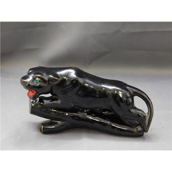 Vintage MCM Ceramic Black Panther Decor 8"