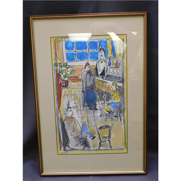 "Nevers" J. Kostkec Signed Framed Original Oil Pastel Artwork