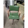 Image 1 : Mid Century Modern Walnut Frame Green Leather/Vinyl Office Chair