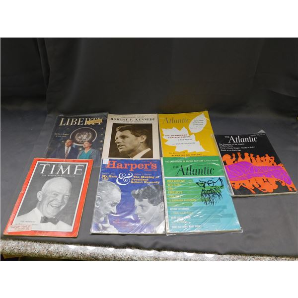 Lot of 7 Vintage Magazines Political Harper, Kennedy, Eisenhower, The Atlantic