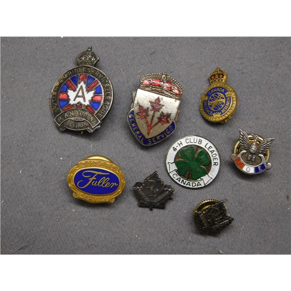 Lot of 8 Vintage Pins Legion 4H FOE Fuller Dominion Marksman Some Sterling