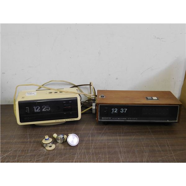 Lot of 2 Vintage SONY Flip Clock Alarm Clocks *for parts repair*