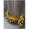 Image 2 : Vintage MCM Dart Syroco Gold Tone Ornate Wall Shelf & Sconces 1969