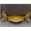 Image 3 : Vintage MCM Dart Syroco Gold Tone Ornate Wall Shelf & Sconces 1969