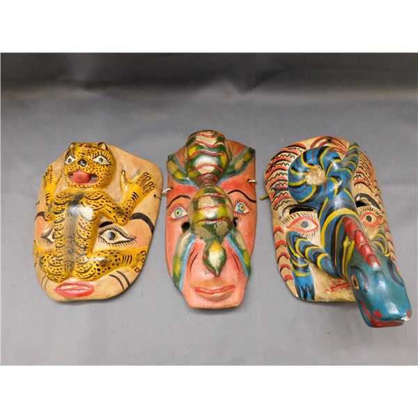 Carved Wooden Tribal African Masks Animal Faces