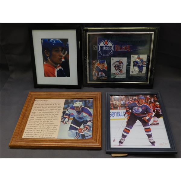 Lot of 4 Framed Wayne Gretzky Oilers Photos NHL Hockey