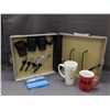 Image 1 : Lot of Mixologist Cocktail Kit in Travel Case, Mugs and Nut Pick / Crackers
