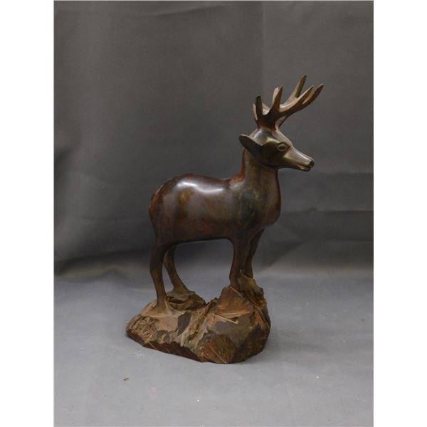 Wooden Carved Deer 12"