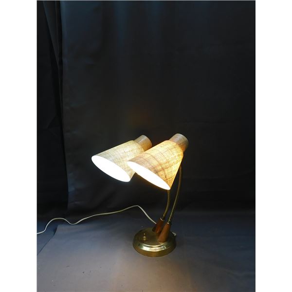 Vintage MCM Tri Light Goose Neck Office Desk Lamp Fibreglass
