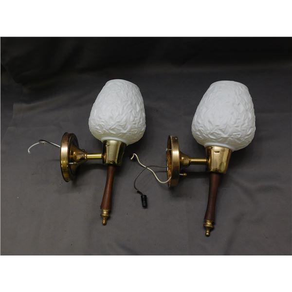 Vintage MCM Glass Wall Sconces Fixtures