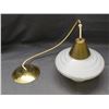 Image 1 : Vintage MCM UFO Saucer White and Gold Tone Ceiling Hanging Pendant Fixture