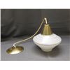 Image 3 : Vintage MCM UFO Saucer White and Gold Tone Ceiling Hanging Pendant Fixture
