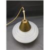 Image 4 : Vintage MCM UFO Saucer White and Gold Tone Ceiling Hanging Pendant Fixture