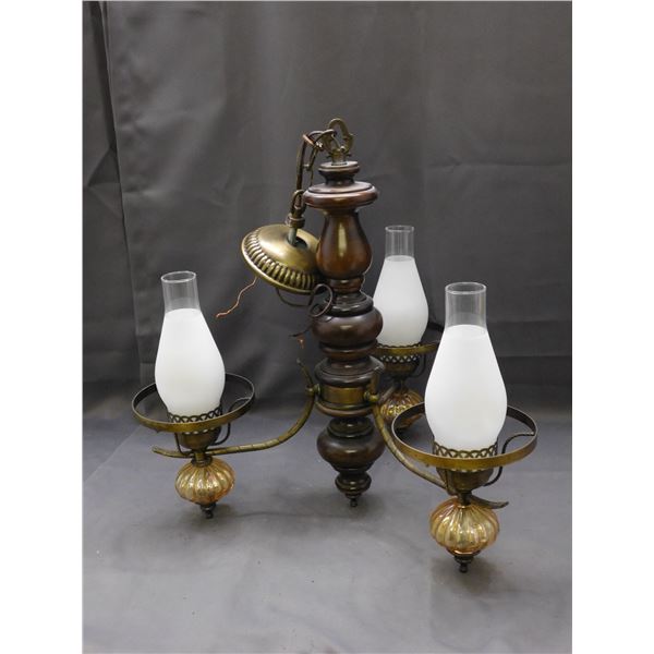 Hanging Ceiling Chandelier with 3 Frosted White Sconce Lights