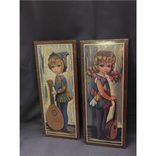 Pair of "Big Eyes" Corkboard Wall Prints NEW SEALED