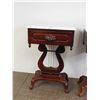 Image 2 : Pair of Vintage Wooden End Tables with Stone Marble Top Kimball Victorian Reproductions