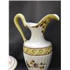 Image 8 : Lot of 3 Made in Italy Ceramic Vase, Pitcher and Server with Lid Yellow Floral, Ducks