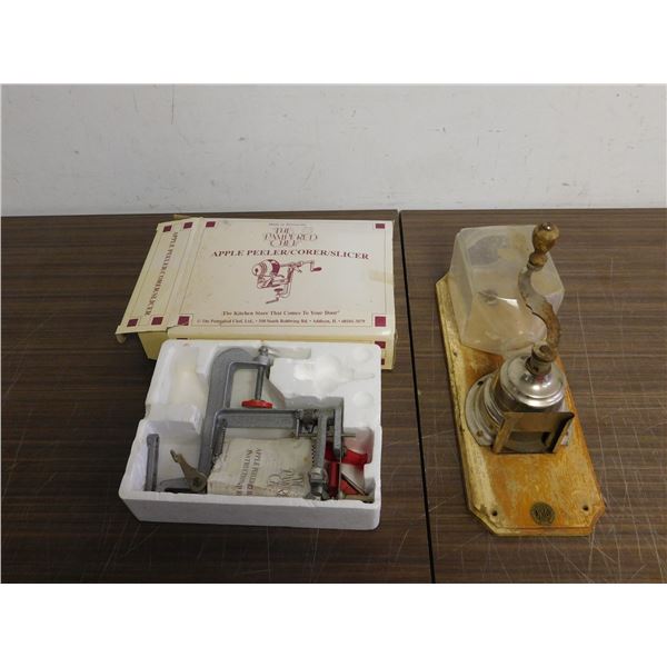 Lot of Vintage Coffee Grinder JRUS and The Pampered Chef Apple Peeler