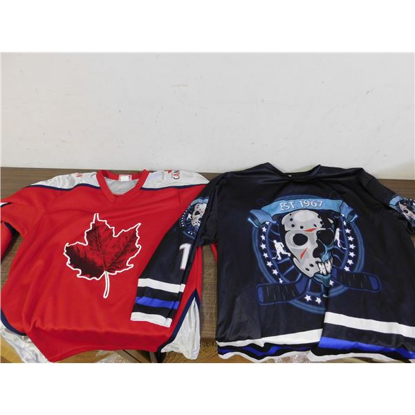 Lot of 2 Novelty Sports Hockey Jerseys Canada L, Horror 13