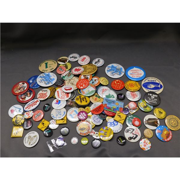Lot of approx 100 Vintage Advertising Pinback Buttons
