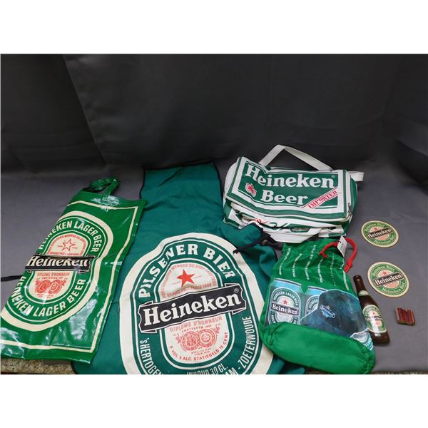 Heineken Beer Vintage Advertising Memorabilia Apron, Bags, Coasters, Etc