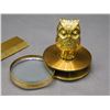 Image 2 : Pair of Vintage Brass Owl Desk Set 6" Ruler, Pull Out Magnifying Glass