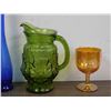 Image 2 : Lot of 3 Glass MCM Carnival Glass Chalice, Decanter