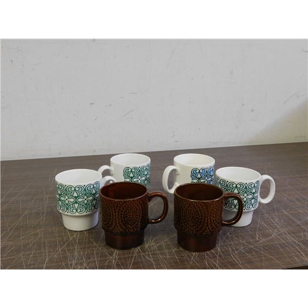 Lot of 6 Vintage Stacking Mugs Japan