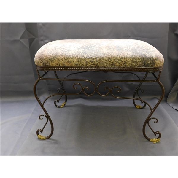 Upholstered Foot Stool with Metal Wire Legs