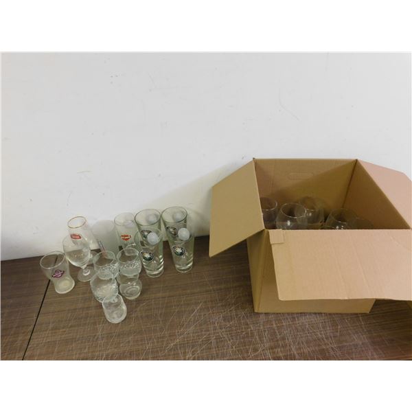 Lot of Promotional Beer Glasses, Rocks Glasses, Crown Royal, Bar Ware, Wine Glasses