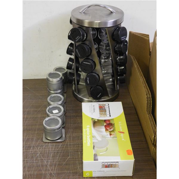 Lot of Spice Containers, Spinning, Magnetic, Glass