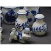 Image 2 : Lot of 9pcs Blue and White Salt and Pepper Shakers, Cream and Sugar unmarked