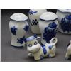 Image 3 : Lot of 9pcs Blue and White Salt and Pepper Shakers, Cream and Sugar unmarked