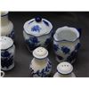 Image 4 : Lot of 9pcs Blue and White Salt and Pepper Shakers, Cream and Sugar unmarked