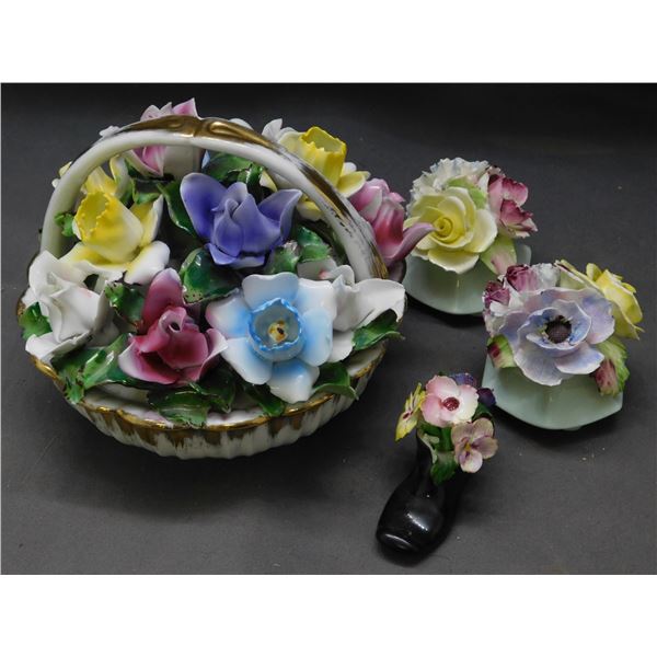 Lot of 4pcs Porcelain Flowers Radnor England