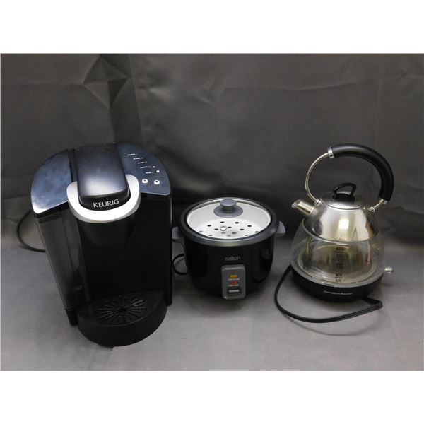 Keurig Coffee Pod Brewer, Hamilton Beach Electric Kettle, Salton Steamer