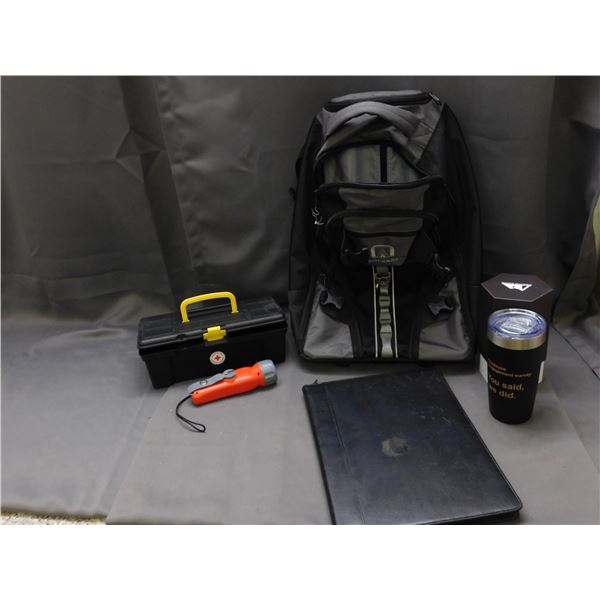 Large Survival Outbound Travel Backpack, Thermal Tumbler, Binder, Flashlight, First Aid Box